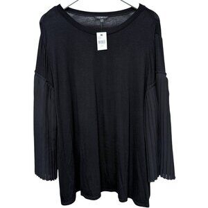 LANE BRYANT Womens Top Plus Size 22/24 Sheer Pleat Flowy Sleeves Tee NWT